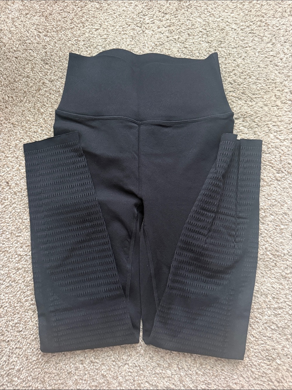 Fabletics Black Leggings with Pink Accent Nail